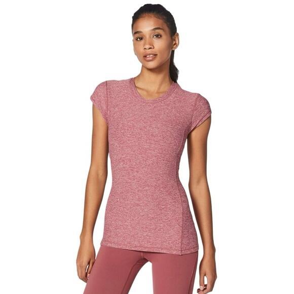 Lululemon Women 4 Time To Sweat Short Sleeve Heathered So Merlot Red Burgundy - Picture 1 of 12